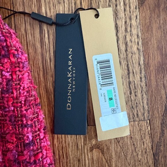 Donna Karan Bare Necessities Red Pink Purple Tweed Metallic Pencil Skirt Sz 8 - Picture 2 of 8